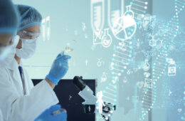 Genetic engineering concept. Medical science. Scientific Laboratory.